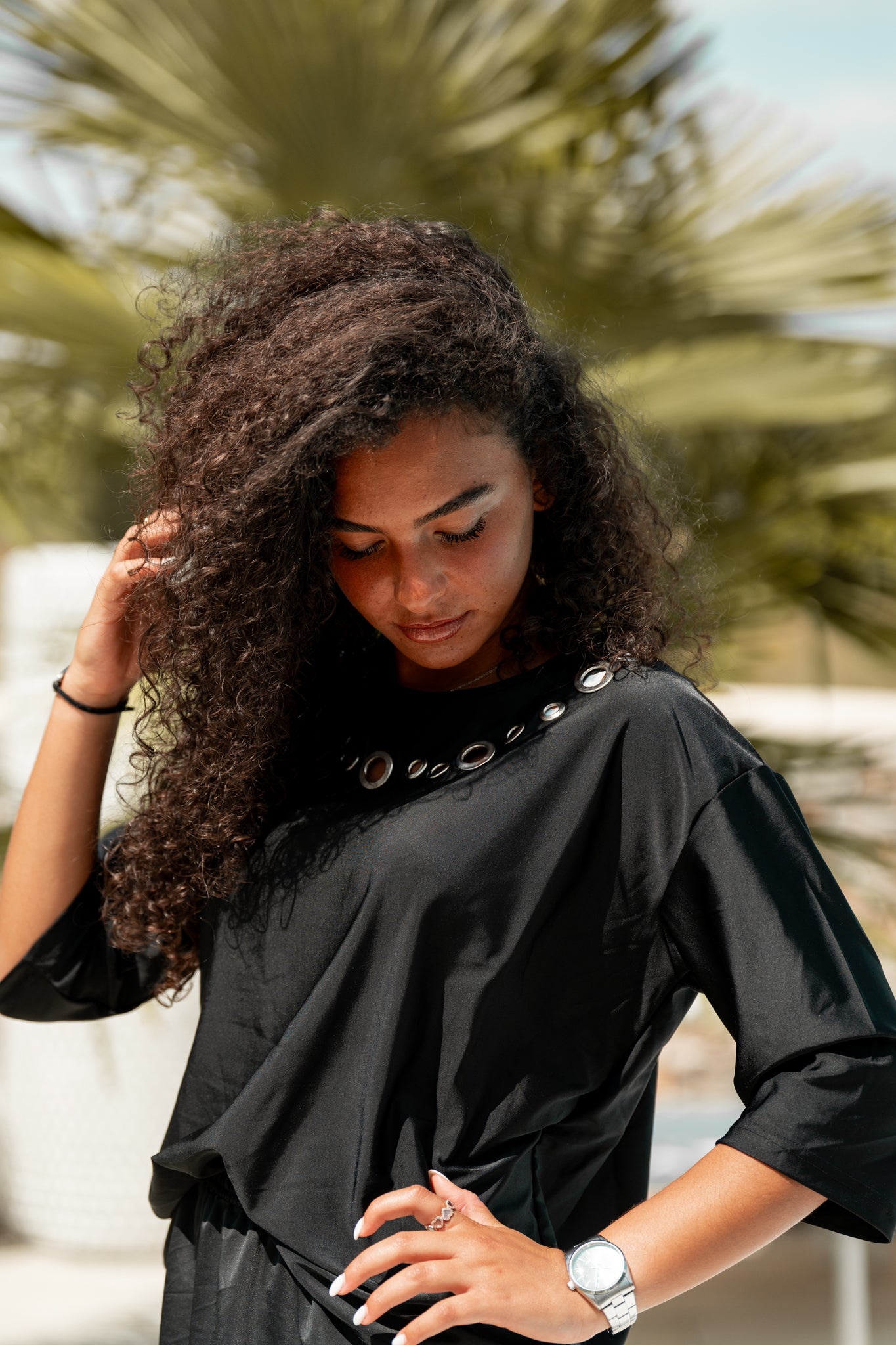 T-shirt oeillets noir