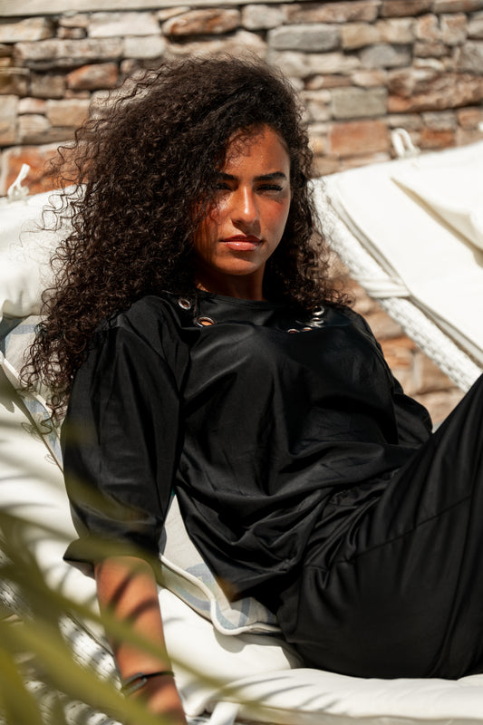 T-shirt oeillets noir