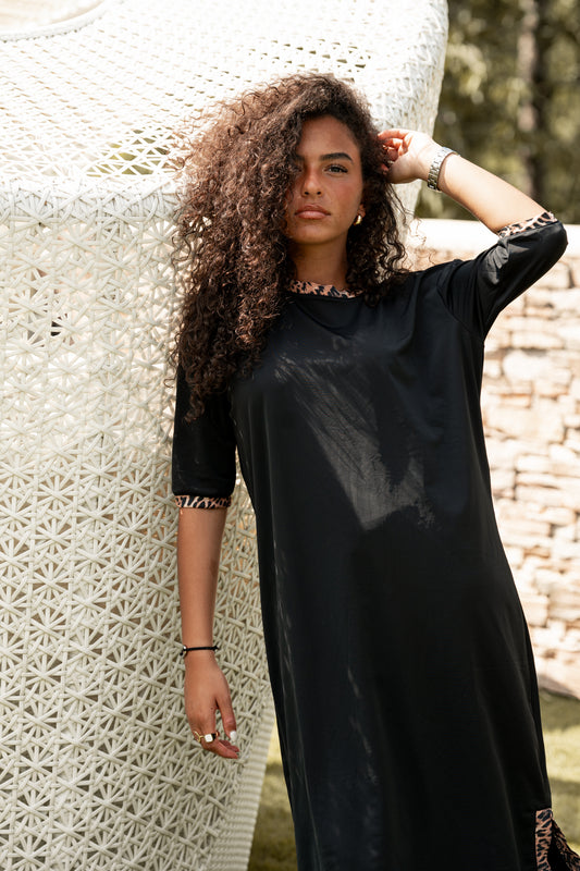 Robe duo noire leopard