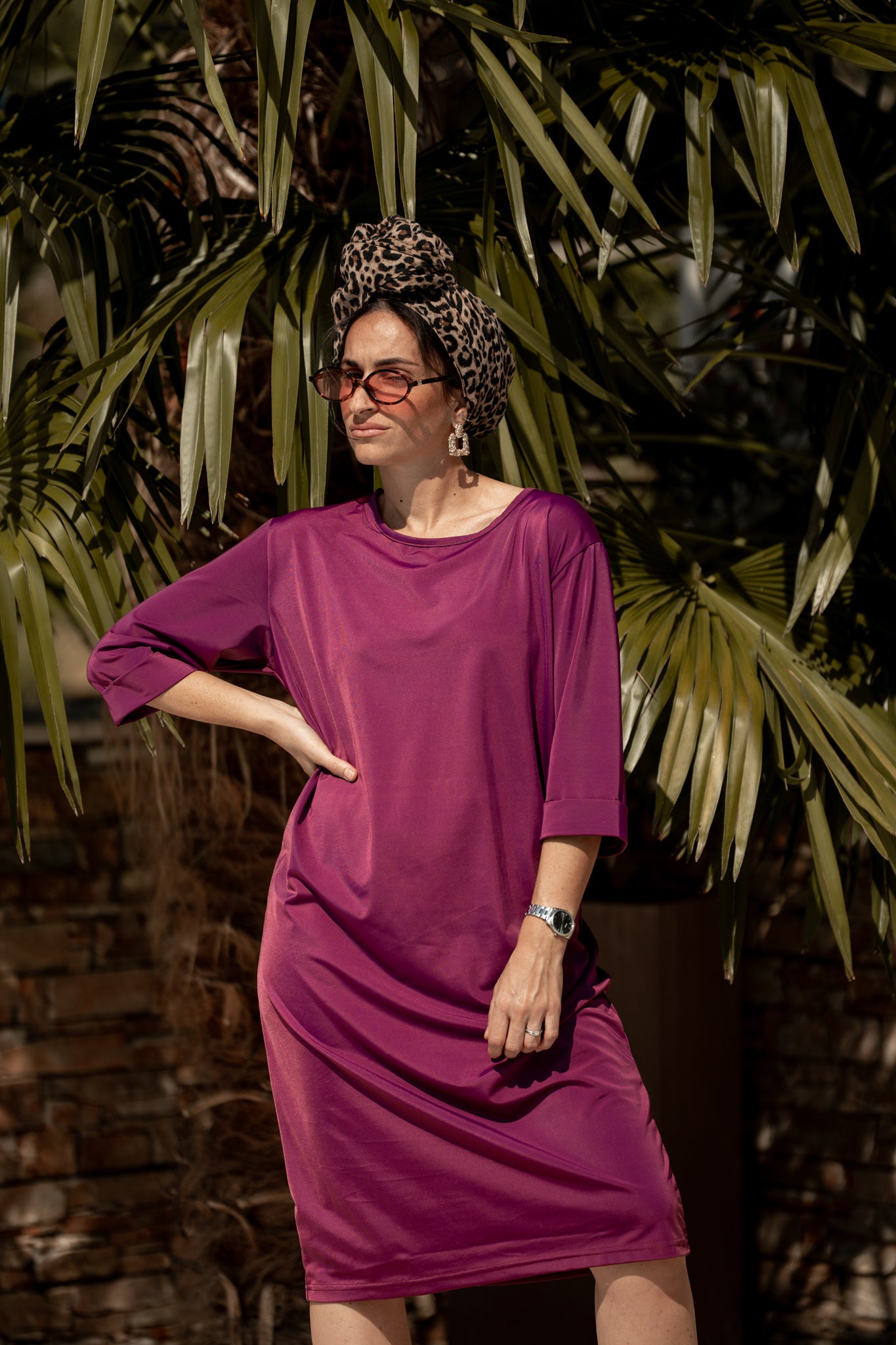Robe revers raisin