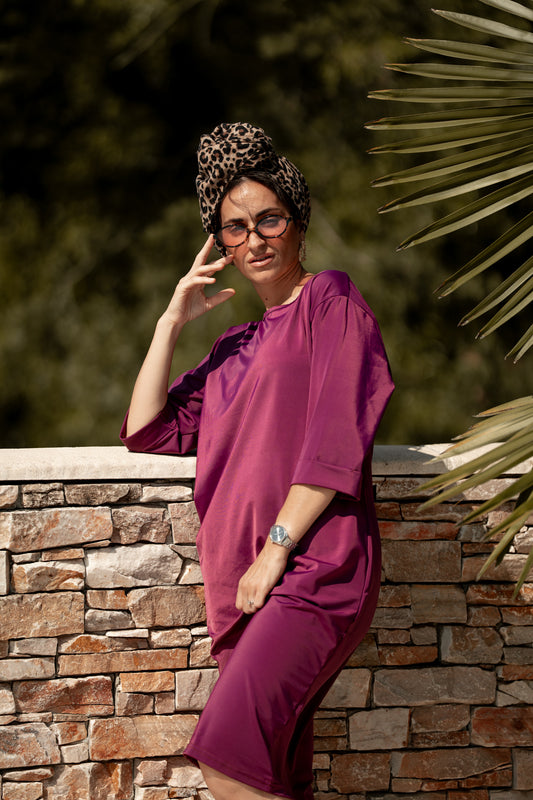 Robe revers raisin