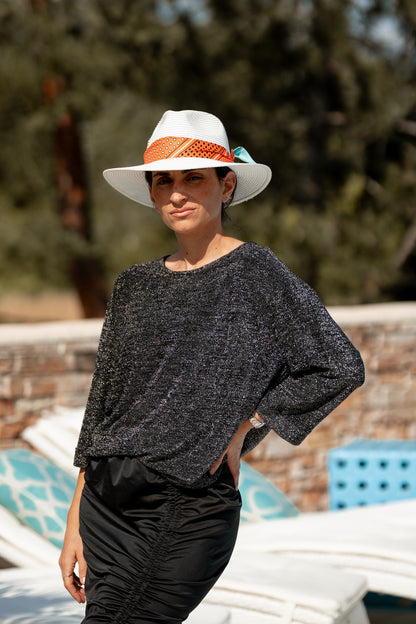 T-shirt revers noir brillant