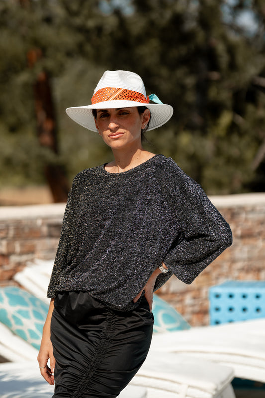 T-shirt revers noir brillant