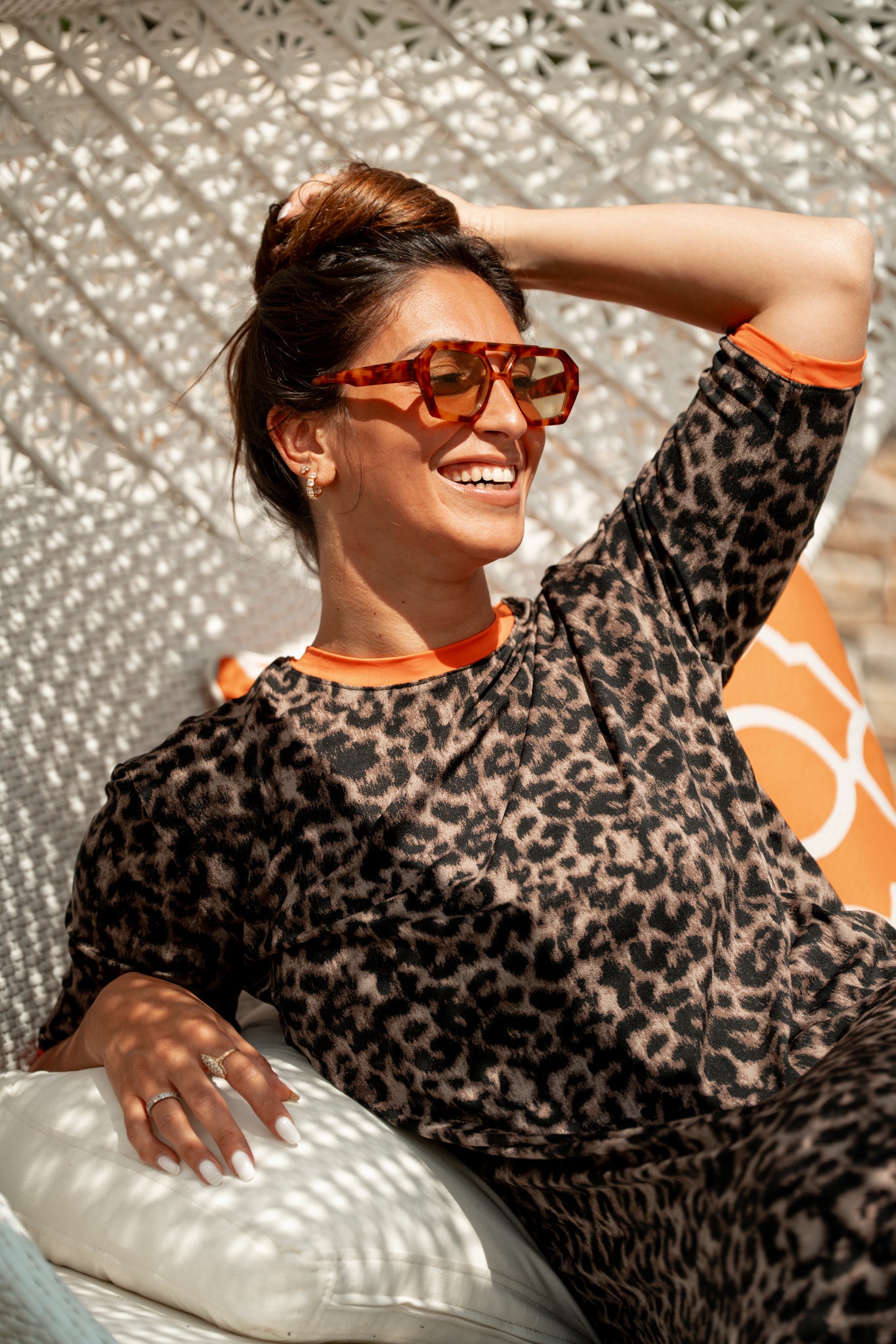 Robe duo léopard orange