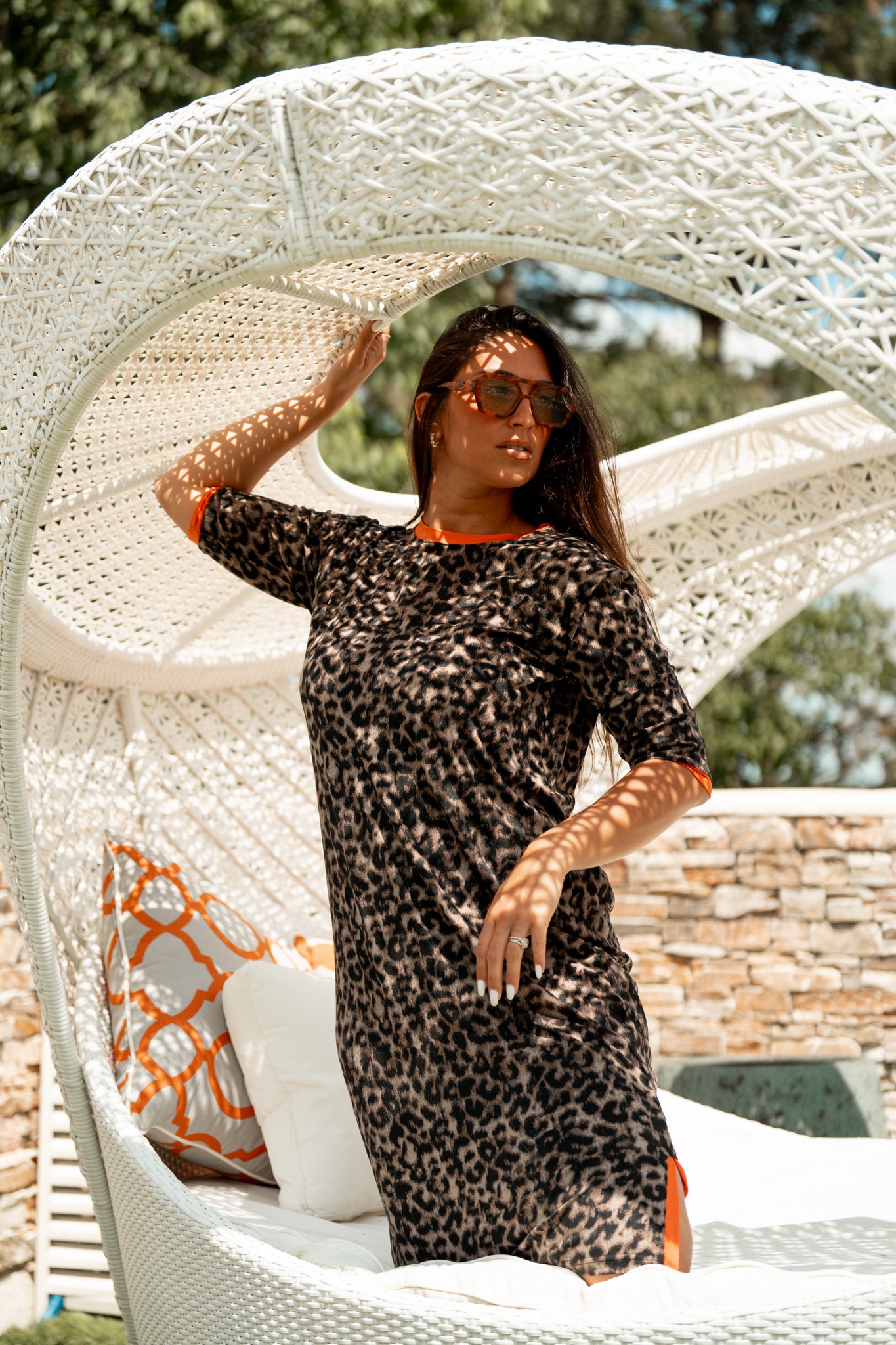 Robe duo léopard orange